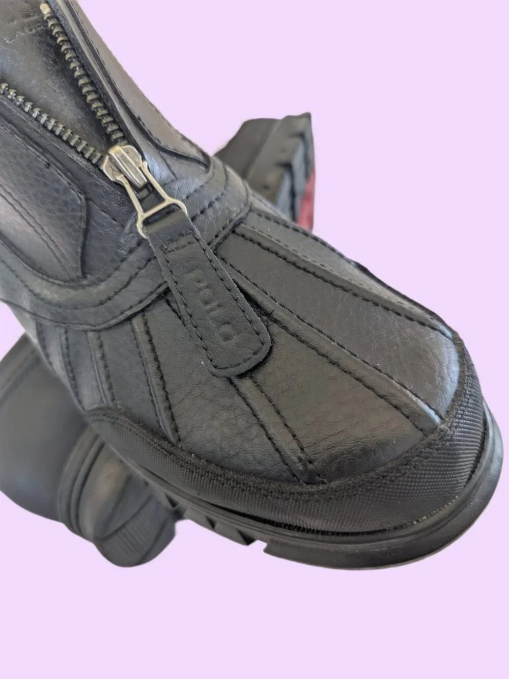 Polo Ralph Lauren Black Leather Men's Kewzip Zip - Size 9.5